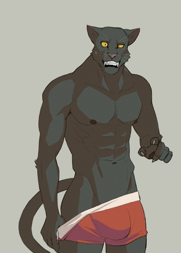 2021 5:7 abs absurd_res anthro athletic athletic_anthro athletic_male black_body bodily_fluids boxers_(clothing) bulge caught clenched_teeth clothed clothing embarrassed english_text fangs felid hi_res k0bit0wani looking_at_viewer male mammal navel nipples pantherine pecs red_clothing red_underwear shocked simple_background solo standing sweat sweatdrop teeth text topless underwear undressing whiskers yellow_eyes // 2000x2800 // 348.7KB