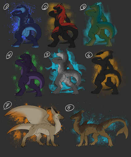 anthro balls black_body blue_body brown_body conditional_dnp digital_media_(artwork) dragon green_body grey_body lizard looking_at_viewer looking_back male multiple_images nude pose purple_body reptile scalie solo tojo_the_thief unknown_species // 897x1080 // 759KB