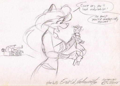 amarim anthro breasts canid canine english_text eric_schwartz female fox holding_character larger_female macro male mammal micro sheila_vixen size_difference sketch smaller_male text // 1280x920 // 189.0KB