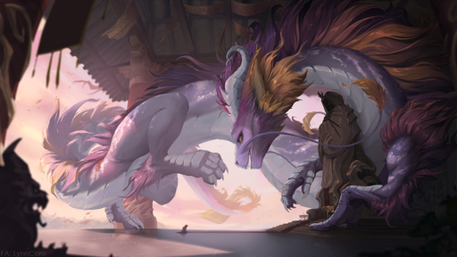 16:9 2021 ambiguous_gender day detailed_background digital_media_(artwork) dragon eastern_dragon feral fur furred_dragon horn lynncore outside sky smile widescreen // 1280x720 // 1.4MB