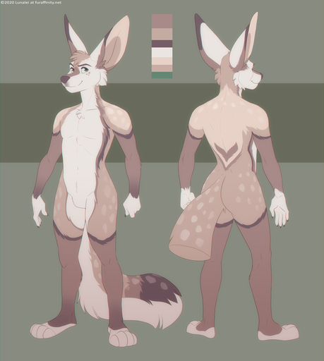 2020 4_toes 5_fingers anthro brown_body brown_fur canid canine digital_media_(artwork) feet fennec fingers fox fur looking_at_viewer lunalei male mammal model_sheet smile solo toes vulpes // 987x1100 // 348.1KB