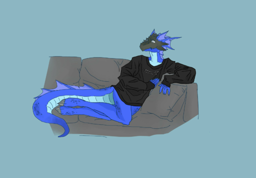 bottomless clothed clothing daygrabs dragon furniture hi_res jax_(vestaneto) lying simple_background sofa sweater topwear // 2048x1425 // 745KB