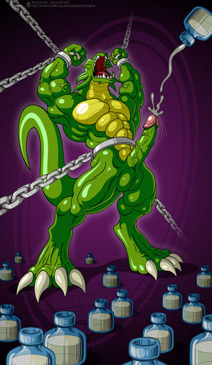 4_toes abs anthro athletic balls bdsm biceps big_muscles big_penis biped bodily_fluids bondage bottle bound chain claws cuff_(restraint) cum cumshot demon dragon ejaculation erection fangs feet forked_tongue geminisaint genital_fluids genitals glans green_balls green_body green_penis green_skin hands-free hi_res humanoid_genitalia humanoid_penis magic male muscular muscular_anthro muscular_male nude open_mouth orgasm pecs penile penis penis_milking pink_glans reptile restraints scales scalie shackles sharp_teeth shendu solo standing story story_in_description submissive submissive_male teeth toe_claws toes tongue vein veiny_penis yellow_body yellow_skin // 734x1262 // 1013.3KB