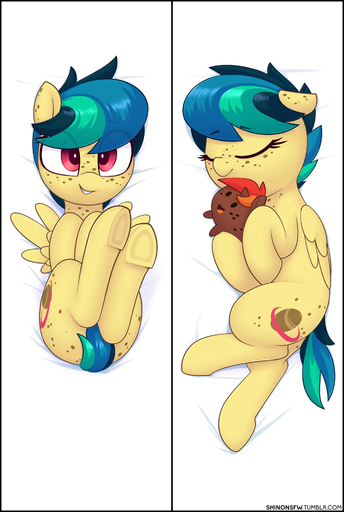 2018 apogee black_border body_pillow border cub cutie_mark dakimakura_design equid equine eyebrows eyelashes fan_character feathered_wings feathers female feral freckles grin hair hi_res holding_object hooves horse looking_at_viewer lying mammal nude on_back on_side pegasus pillow pink_eyes plushie shinodage short_hair sleeping smile solo teal_hair teeth text underhoof url wings young // 1280x1905 // 818.2KB