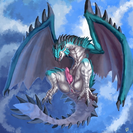 1:1 2014 animal_genitalia anus azure_rathalos butt cloud cloudscape dragon erection feral flying flying_wyvern genital_slit genitals half-closed_eyes knot larynkir_(character) male membrane_(anatomy) membranous_wings narrowed_eyes open_mouth outside penis rath_wyvern rathalos scalie sharp_teeth sky slit solo spikes spines teeth thick_penis video_games wings wyvern zerolativity // 1000x1000 // 762.3KB