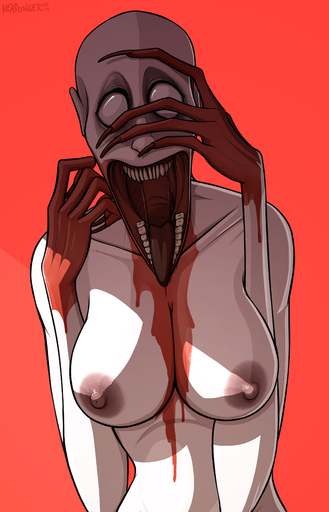 2019 absurd_res areola big_areola big_breasts blood blood_on_belly blood_on_breast blood_on_breasts blood_on_chest blood_on_face blood_on_hand blood_on_mouth blood_on_stomach bodily_fluids breasts claws drooling female grey_body grey_skin hi_res humanoid keadonger monster monstrous_humanoid nightmare_fuel nipples not_furry open_mouth saliva scp-096 scp_foundation simple_background unhinged_jaw white_eyes // 2704x4205 // 2.4MB