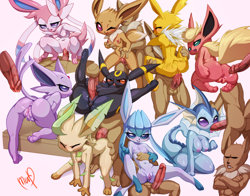 2017 all_nine_eeveelutions anal anal_penetration anthro anthrofied anus areola balls blue_eyes blush bodily_fluids breasts butt eevee eeveelution espeon eyes_closed female fingering fingering_self flareon genital_fluids genitals glaceon green_eyes group group_sex half-closed_eyes jolteon leafeon looking_back male malefemale male_penetrating masterploxy masturbation narrowed_eyes nintendo nipples one_eye_closed open_mouth oral oral_penetration penetration penis pink_eyes pokemon pokemon_(species) purple_eyes pussy pussy_juice red_eyes sex simple_background sylveon teeth tongue umbreon vaginal vaginal_masturbation vaginal_penetration vaporeon video_games white_background // 1389x1087 // 1.5MB
