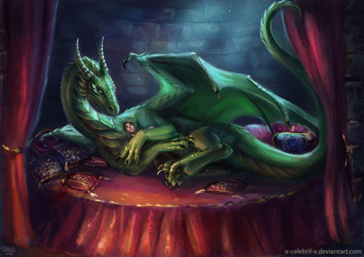 2019 ambiguous_gender bed claws detailed_background digital_media_(artwork) dragon duo feral furniture green_body green_eyes green_scales horn hug human larger_ambiguous larger_feral male mammal membrane_(anatomy) membranous_wings on_bed pillow scales scalie size_difference smaller_human smaller_male spines text url western_dragon wings x-celebril-x // 1500x1060 // 1.7MB