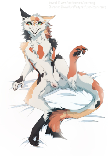 2018 anthro biped claws female fur genitals hi_res looking_at_viewer mammal nude pawpads paws pose pussy sergal sidgi sitting smile solo // 1036x1500 // 743.9KB
