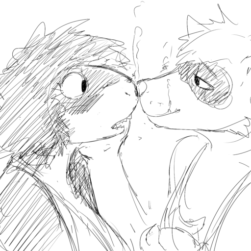 1:1 anthro black_and_white boop clothed clothing comic diving_mask duo eye_contact female fish hair hi_res hladilnik looking_at_another male mammal marine mask monochrome nose_boop open_mouth procyonid raccoon shark sharp_teeth teeth touching_noses underwater water // 1280x1280 // 705.7KB
