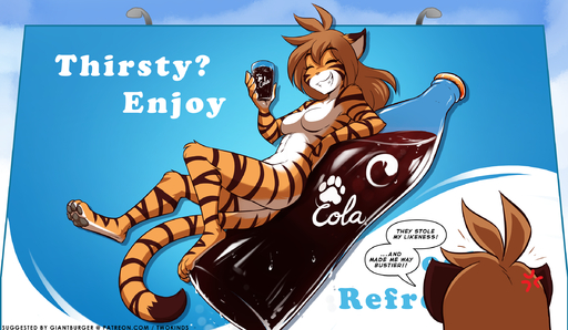 2019 4_toes advertisement angry annoyed antenna_hair anthro barefoot beverage biped black_pawpads blue_background bottle breasts brown_hair casual_nudity claws cola conditional_dnp dialogue digitigrade english_text eyes_closed featureless_breasts feet felid female flora_(twokinds) fur glass grin hair hi_res holding_object keidran leaning leaning_back lounging mammal multicolored_body multicolored_fur nude orange_body orange_fur pantherine pawpads pose simple_background sky smile soda soles solo striped_body striped_fur stripes text tiger toe_curl toes tom_fischbach twokinds webcomic webcomic_character white_body white_fur // 2400x1396 // 1.9MB