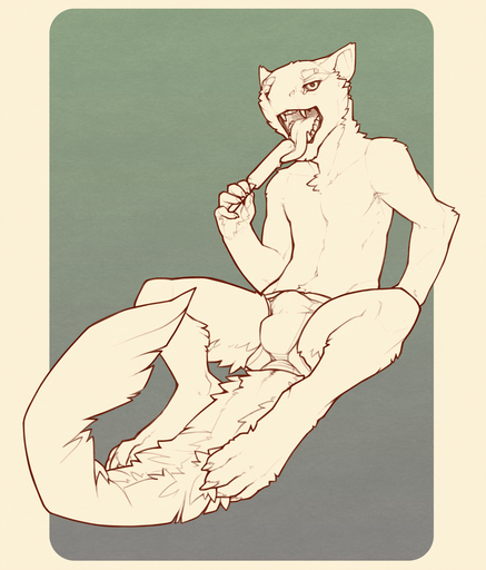 anthro bulge clothing dessert felid food hi_res ice_cream licking looking_at_viewer male mammal popsicle presenting simple_background snowskau solo tetton tongue tongue_out underwear // 1092x1280 // 938.3KB