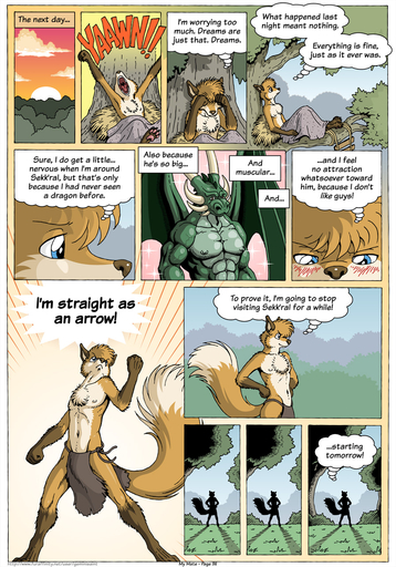 2016 abs anthro bedding biceps big_muscles blanket blue_eyes blush bottomwear canid canine chest_tuft clothed clothing comic determination dialogue digitigrade dragon english_text farin fist fox fur geminisaint hi_res horn in_denial loincloth lol_comments male mammal multicolored_body multicolored_fur muscular muscular_anthro muscular_male nature nipples no_homo open_mouth orange_body orange_fur pecs plant pose scalie sekk'ral smile solo sparkles stated_heterosexuality stated_sexuality text thought_bubble topless tree tribal tuft two_tone_body two_tone_fur waking_up white_body white_fur yawn // 896x1280 // 553.9KB