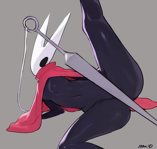 2022 anthro arthropod bebebebebe biped black_body breasts cloak clothing convenient_censorship digital_media_(artwork) featureless_breasts female grey_background hi_res hornet_(hollow_knight) insect melee_weapon raised_leg simple_background solo spread_legs spreading sword video_games weapon white_face // 1600x1521 // 272.2KB