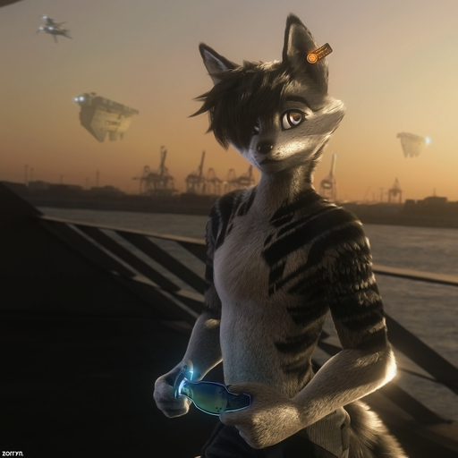1:1 3d_(artwork) anthro black_and_white canid canine canis claws clothed clothing digital_media_(artwork) fox fur hair hi_res male mammal monochrome shaded smile solo zorryn // 1280x1280 // 1.5MB