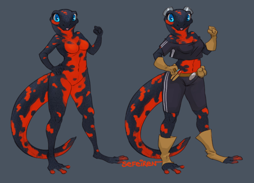 2018 3_toes amphibian anthro belt biped blue_eyes bottomwear breasts clothed clothing conditional_dnp countershade_torso countershading digital_media_(artwork) eyewear feet female fire_belly_newt footwear front_view full-length_portrait gloves goggles handwear hi_res japanese_fire_belly_newt kira_(kira) model_sheet multicolored_body multicolored_skin newt non-mammal_breasts nude offon pants portrait red_body red_countershading salamander_(amphibian) sefeiren simple_background smile solo spots spotted_body spotted_skin standing toes tongue two_tone_body two_tone_skin // 3096x2228 // 2.0MB
