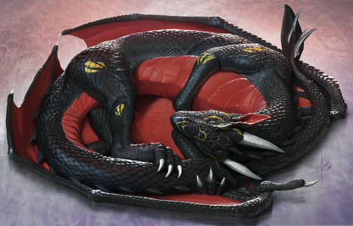 2020 3_fingers 3_toes ambiguous_gender black_body black_scales claws curled_up digital_media_(artwork) dragon eyes_closed feet feral fingers horn khyaber red_body red_scales scales scalie signature sleeping solo toes wings // 1024x656 // 681.0KB