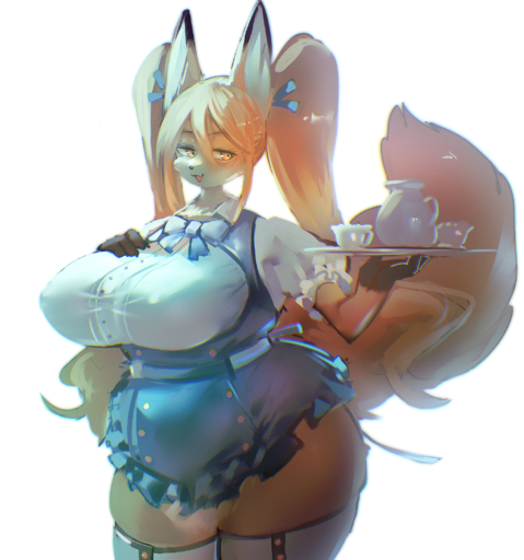 2021 4_fingers anna_miller anthro big_breasts blonde_hair breasts brown_body brown_fur canid canine claws clothed clothing cup dipstick_ears female finger_claws fingers fox fur gloves_(marking) hair hi_res holding_object huge_breasts kemono legwear looking_at_viewer mammal markings multicolored_body multicolored_ears multicolored_fur nipple_outline portrait solo thick_thighs thigh_highs three-quarter_portrait tray twintails_(hairstyle) utterangle waiter white_body white_fur yellow_body yellow_fur // 2022x2160 // 5.7MB