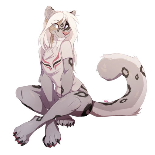 2020 4_toes 5_fingers ailuranthropy anthro biped claws clothed clothing digital_media_(artwork) feet felid female fingers freckles_(nukepone) hair hybrid mammal pantherine smile snow_leopard solo toes white_hair // 948x950 // 498.4KB