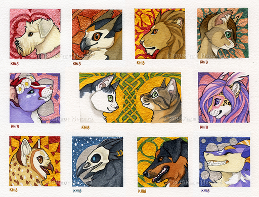 2018 ambiguous_gender avian bird black_nose brown_eyes canid canine canis domestic_cat domestic_dog dragon felid feline felis female fur furred_dragon green_eyes katie_hofgard lion mammal open_mouth owl pantherine purple_eyes smile teeth tongue traditional_media_(artwork) whiskers white_body white_fur // 1140x867 // 2.1MB