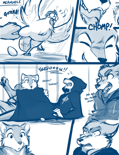 2019 4_toes 5_fingers anthro avian bird bite blue_and_white brutus_(twokinds) canid canine canis chicken cloak clothed clothing comic conditional_dnp digitigrade duo egg english_text feet fingers fully_clothed fur galliform gallus_(genus) keidran male mammal monochrome pawpads phasianid roan_(twokinds) screaming simple_background sketch teeth text toes tom_fischbach tongue transformation twokinds webcomic webcomic_character wolf // 825x1075 // 577.6KB