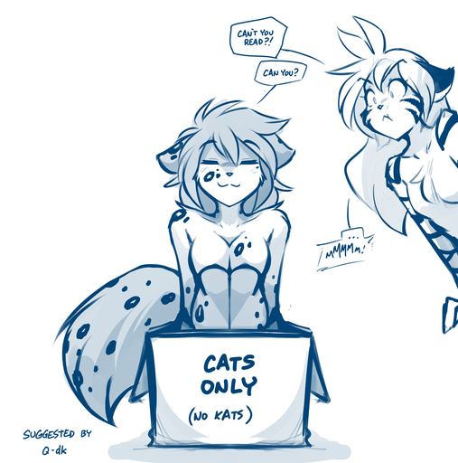 2019 angry antenna_hair anthro blue_and_white box breast_size_difference breasts canid canine cardboard_box casual_nudity cheek_tuft chest_tuft conditional_dnp dialogue duo english_text eyebrows eyelashes eyes_closed facial_tuft featureless_breasts felid female flora_(twokinds) fluffy fluffy_tail front_view fur hair hi_res hybrid kathrin_vaughan keidran long_hair mammal medium_breasts monochrome multicolored_body multicolored_fur multicolored_tail nude pantherine pivoted_ears shadow shoulder_tuft simple_background sitting sketch slim small_breasts smile smug social_nudity solo_focus speech_bubble spots spotted_body spotted_fur spotted_tail striped_body striped_fur stripes text tiger tom_fischbach tuft twokinds webcomic webcomic_character white_background // 1583x1600 // 621.4KB