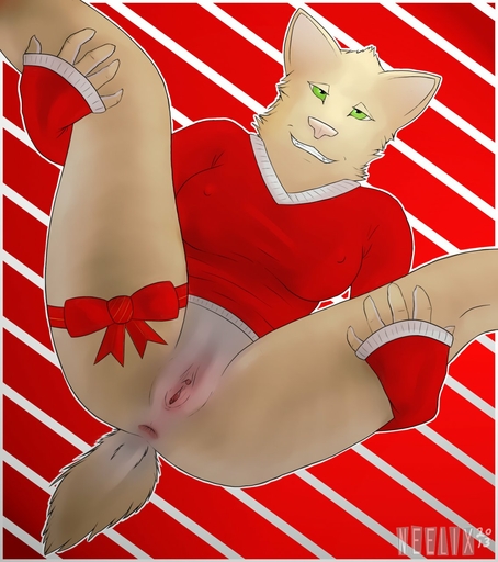 anus bottomless butt canid canine canis christmas clitoris clothed clothing dingo female genitals green_eyes hi_res holidays looking_at_viewer mammal neelix pussy smile solo spread_legs spreading wolf // 1136x1280 // 189.2KB
