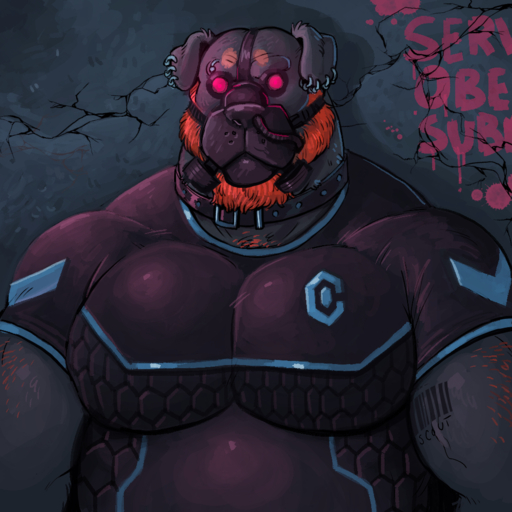 1:1 2016 anthro beard biceps big_pecs black_body black_fur black_nose brown_body brown_fur bust_portrait canid canine canis clothed clothing collar dark_theme detailed_background digital_media_(artwork) domestic_dog dramamine ear_piercing english_text eyebrow_piercing facial_hair facial_piercing floppy_ears front_view fur graffiti green_eyes lip_piercing male mammal manly mastiff molosser multicolored_body multicolored_fur musclegut muscular muscular_anthro muscular_male nose_piercing nose_ring pecs piercing portrait rottweiler septum_piercing serious shirt snout solo submissive submissive_male text tight_clothing topwear two_tone_body two_tone_fur // 1000x1000 // 1.0MB