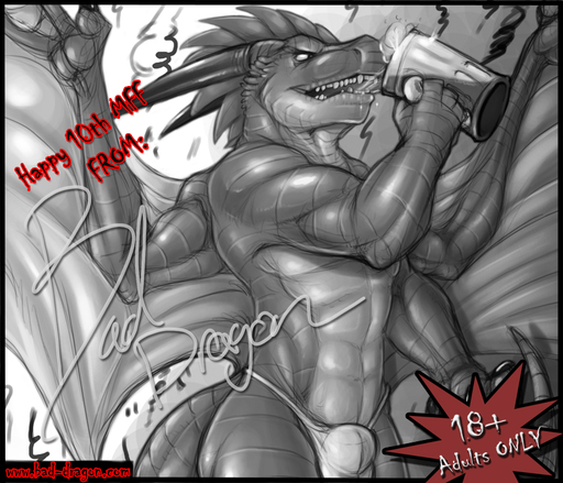 abs advertisement alcohol anthro bad_dragon beverage biceps bottomwear bulge clothed clothing cover digital_media_(artwork) dragon drinking duke_(bad_dragon) food horn loincloth male membrane_(anatomy) membranous_wings muscular muscular_anthro muscular_male narse package pecs scales scalie solo thong topless underwear western_dragon wings // 840x720 // 389.4KB