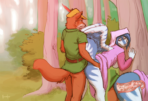 against_tree anthro bodily_fluids bottomless breasts canid canine canis clothed clothing cum cum_in_pussy cum_in_uterus cum_inside cutaway digital_media_(artwork) disney duo erection feathered_wings feathers female female_penetrated fox from_behind_position genital_fluids genitals hair hanging_breasts humanoid_genitalia humanoid_penis internal long_hair male malefemale male_penetrating male_penetrating_female mammal meesh nipples orgasm outside penetration penile penile_penetration penis penis_in_pussy plant robin_hood robin_hood_(disney) sex standing tala_(suntattoowolf) tree uterus vaginal vaginal_penetration vein wings wolf // 889x612 // 378.8KB