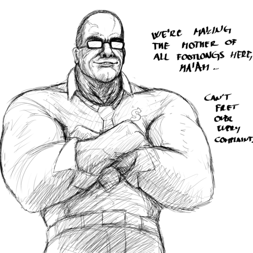 1:1 clothing comic crossed_arms dialogue english_text eyewear glasses hi_res hladilnik human humor konami lol_comments male mammal meme metal_gear metal_gear_rising:_revengeance monochrome muscular muscular_male not_furry senator_armstrong_(metal_gear) shirt simple_background sketch solo steven_armstrong subway_(restaurant) text text_on_clothing text_on_shirt text_on_topwear topwear video_games white_background // 1280x1280 // 464.2KB