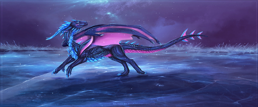 2017 ambiguous_gender arsauron blue_body blue_scales claws detailed_background digital_media_(artwork) dragon feral hi_res horn membrane_(anatomy) membranous_wings night outside purple_eyes ridged_horn scales scalie solo standing western_dragon wings // 1966x821 // 1.8MB