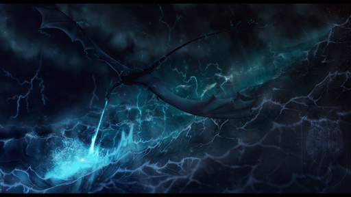 2019 black_bars detailed_background digital_media_(artwork) dragon feral flying hi_res membrane_(anatomy) membranous_wings night open_mouth outside scalie sinistereternity solo storm water western_dragon wings // 1750x984 // 2.4MB