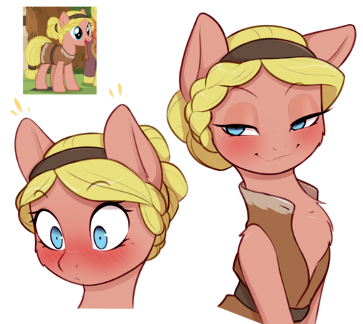 2019 absurd_res bedroom_eyes blonde_hair blue_eyes blush embarrassed equid equine female feral friendship_is_magic hair half-closed_eyes hasbro hi_res horse mammal my_little_pony narrowed_eyes pony portrait pudgeruffian seductive smile solo // 3000x2673 // 3.0MB