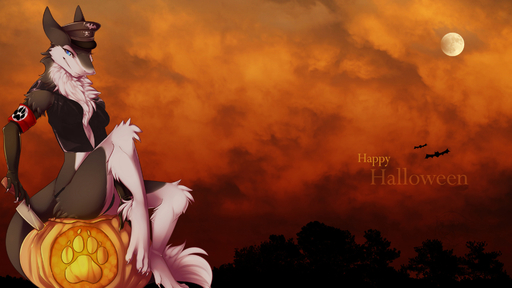 16:9 ambient_bat anthro armband barefoot blue_eyes chiropteran claws clothing edit feet female food fruit halloween hi_res holidays knife mammal moon nazi paws plant pumpkin sergal solo spazzykoneko spread_toes toes topwear tree u-18chan valkyria vest widescreen // 1920x1080 // 834.1KB