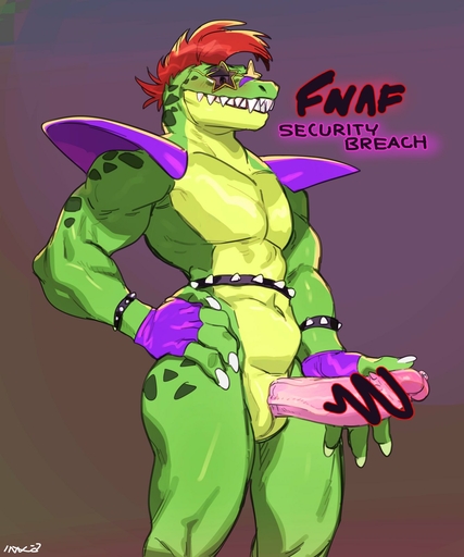 1boy 2021 anthro ass barazoku bebebebebe biceps blush bodily_fluids bracelet censored claws clothing crocodile crocodilian crocodylid cum cum_on_penis english_text erection eyewear fingerless_gloves five_nights_at_freddy's five_nights_at_freddy's:_security_breach genital_fluids genitals glasses gloves green_body green_nose green_skin grey_eyes hair half-closed_eyes handwear hi_res holding_penis humanoid_genitalia humanoid_penis jewelry male male_only manly mohawk montgomery_gator_(fnaf) multicolored_body multicolored_skin muscular narrowed_eyes navel nude pecs penis pink_penis precum presenting presenting_penis presenting_slit purple_background red_hair reptile scalie sharp_claws sharp_teeth short_hair shoulder_guards simple_background slit solo spiked_bracelet spikes standing star star_glasses star_sunglasses teeth text thick_penis thick_thighs triceps vein veiny_penis video_games yellow_body yellow_skin // 1335x1600 // 182.4KB