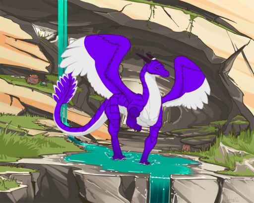 4_toes alfas animated claws dragon feathered_wings feathers feet feral fur horn looking_at_viewer male purple_body purple_fur python_yuanty riley_(jendays) short_playtime smile solo splashing spread_wings tailwag toes water wings // 1024x819 // 1.3MB