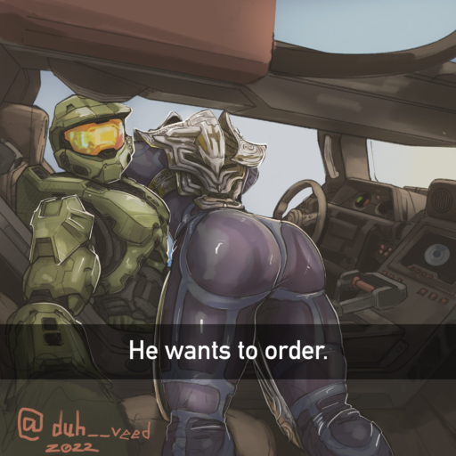 1:1 2022 alien alien_humanoid arbiter_(halo) armor big_butt butt car clothing curvy_figure digital_media_(artwork) driving duhveed duo english_text headgear helmet hi_res human humanoid looking_at_viewer male malemale mammal master_chief meme muscular muscular_male sangheili selfie suit text tight_clothing url vehicle video_games warthog_vehicle_(halo) // 2048x2048 // 4.6MB