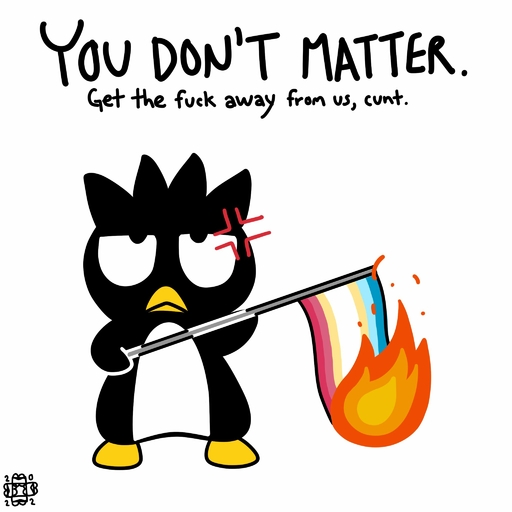 1:1 2022 angry anthro avian badtz-maru beak belly bird black_body black_eyes black_fur burning cross-popping_vein dialogue digital_media_(artwork) english_text fingerless fire flag_(object) fur half-closed_eyes hi_res holding_object lol_comments male membrane_(anatomy) meme multicolored_body narrowed_eyes pedophilia_pride_colors penguin politics profanity reaction_image simple_background solo talking_to_viewer text two_tone_body unknown_artist webbed_feet white_background white_belly white_body white_fur yellow_beak // 2048x2048 // 171.2KB