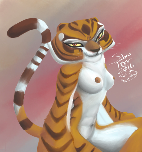 anthro breasts dreamworks felid female hi_res kung_fu_panda mammal master_tigress nipples pantherine sabrotiger tiger // 1935x2062 // 2.9MB