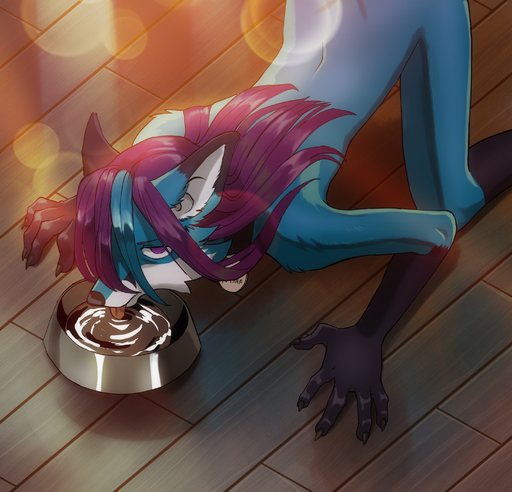 anthro bluefox canid canine fox girly grimart hi_res male mammal nyaaa_foxx pet petplay roleplay solo // 2081x2000 // 1.8MB