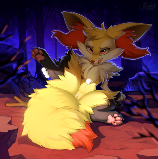 2019 anthro braixen claws detailed_background digital_media_(artwork) female fluffy fluffy_tail forest fur genitals hi_res hioshiru licking licking_lips outside pawpads paws plant pokemon_(species) presenting presenting_pussy pussy self_lick solo spread_legs spreading tongue tongue_out tree video_games // 1274x1280 // 1.5MB