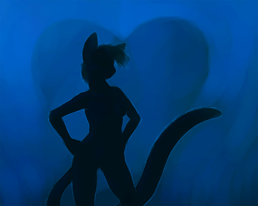 5:4 <3 akimbo anthro biped black_and_blue blue_theme felid female ipoke mammal monochrome nude sanura silhouette simple_background solo standing wallpaper // 1280x1024 // 282.4KB