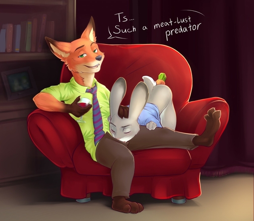 2016 ambiguous_penetration anthro ass_up barefoot blush bottomless bottomwear canid canine carrot carrot_dildo chair claws clothed clothing dialogue digital_media_(artwork) dlw duo eyes_closed feet fellatio female food fox fur furniture green_eyes hand_on_head humor inside interspecies judy_hopps lagomorph leporid looking_at_viewer male malefemale mammal nick_wilde open_bottomwear open_clothing open_pants oral pants penetration penile plant rabbit sex sex_toy shaded sitting text toe_claws vegetable // 1280x1118 // 151.9KB