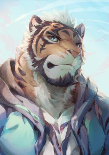 2015 anthro beard blue_eyes bust_portrait clothed clothing facial_hair felid fur hoodie looking_at_viewer male mammal null-ghost null-ghost_(character) pantherine portrait solo striped_body striped_fur stripes tiger topwear // 652x924 // 748.3KB