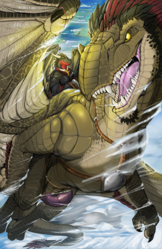 absurd_res bad_dragon bodily_fluids cloud dragon duke_(bad_dragon) erection feral flying hi_res male membrane_(anatomy) membranous_wings narse nude penis saliva scalie teeth tongue wings // 5400x8280 // 40.0MB