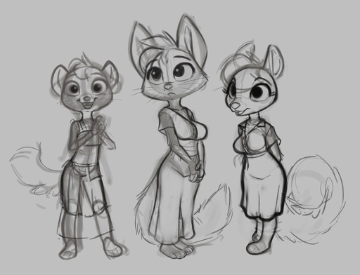 2022 anthro barefoot clothing domestic_cat dress excited feet felid feline felis female hands_behind_back hi_res looking_at_viewer mammal monochrome mustelid rodent sciurid shy siroc sketch smile tree_squirrel whiskers // 2989x2287 // 349.3KB