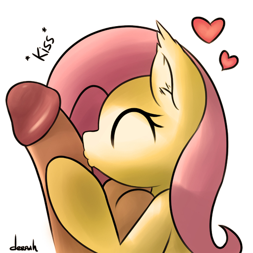 1:1 2014 <3 balls digital_media_(artwork) disembodied_penis duo equid equine erection eyes_closed female feral fluttershy_(mlp) fur genitals hair hi_res horse humanoid_genitalia humanoid_penis kissing male malefemale mammal marblesoda penis pink_hair pony simple_background solo_focus white_background yellow_body yellow_fur // 2000x2000 // 1.1MB