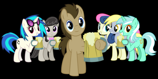 2:1 absurd_res alpha_channel bonbon_(mlp) cider cup cutie_mark derpy_hooves_(mlp) doctor_whooves_(mlp) earth_pony equid equine eyewear female feral glasses group hi_res horn horse jewelry lyra_heartstrings_(mlp) male mammal necklace octavia_(mlp) pony shinodage unicorn vinyl_scratch_(mlp) // 12000x6000 // 3.0MB