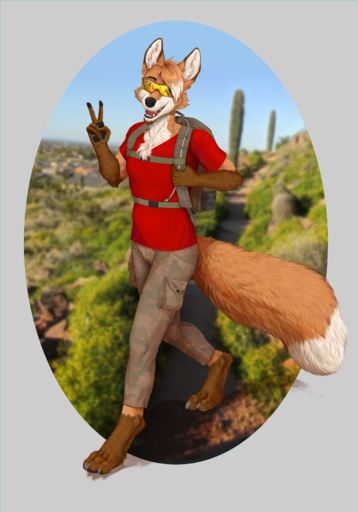 2020 4_toes 5_fingers absurd_res anthro araivis-edelveys black_nose canid canine clothed clothing day detailed_background digital_media_(artwork) feet fingers fox hi_res male mammal open_mouth outside sky smile solo teeth toes tongue // 2800x4000 // 6.5MB